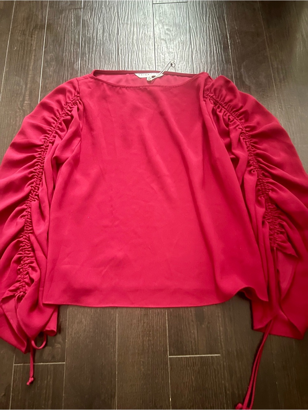 Trina Turk Fuchsia Ruched Drawstring Sleeve Blouse